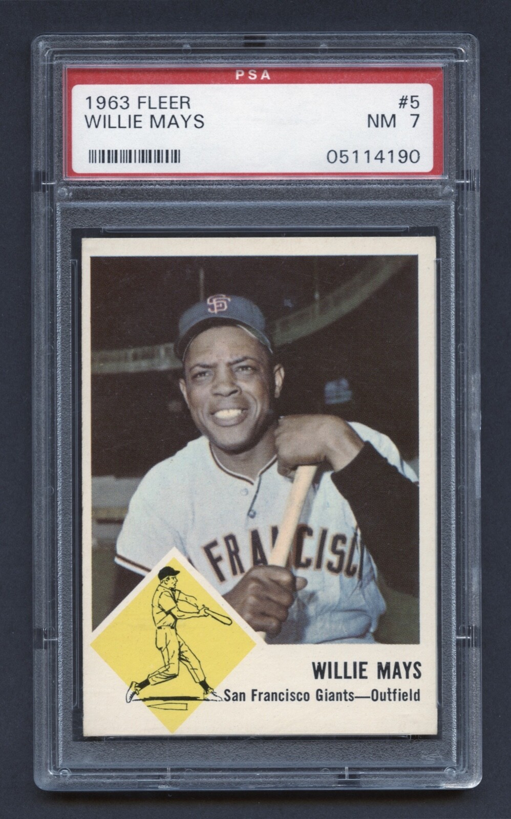 1963 WILLIE MAYS PSA 7 NM FLEER HOF SAN FRANCISCO GIANTS RAZOR SHARP (#5) RZC