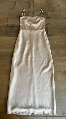 Park & Fifth Maxine Midi Bridesmaid Dress Blush Spaghetti Straps Satin Sz  Small | eBay