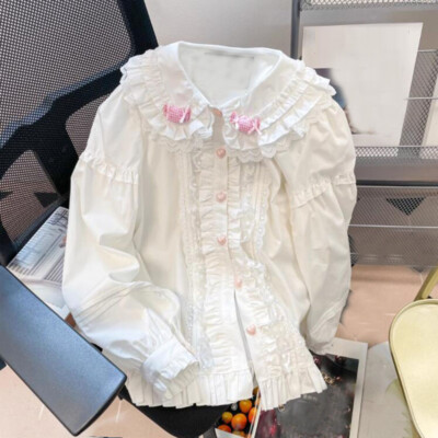 Japanese Mori Girls Ruffles Tops Blouses JK Uniform Shirts School Cute Kawaii'