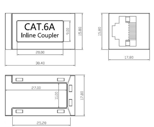 5x Netzwerk Kupplung Cat.6A RJ45 Patchkabel Verbinder Modular Adapter ProfiPatch - Afbeelding 7 van 7