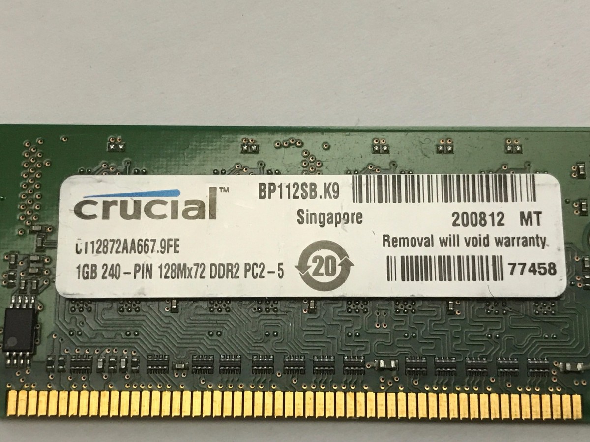Crucial 1GB PC2-5300 DDR2-667MHz ECC Unbuffered 240-Pin DIMM Crucial 1GB PC2-5300 DDR2-667MHz ECC Unbuffered 240-Pin DIMM