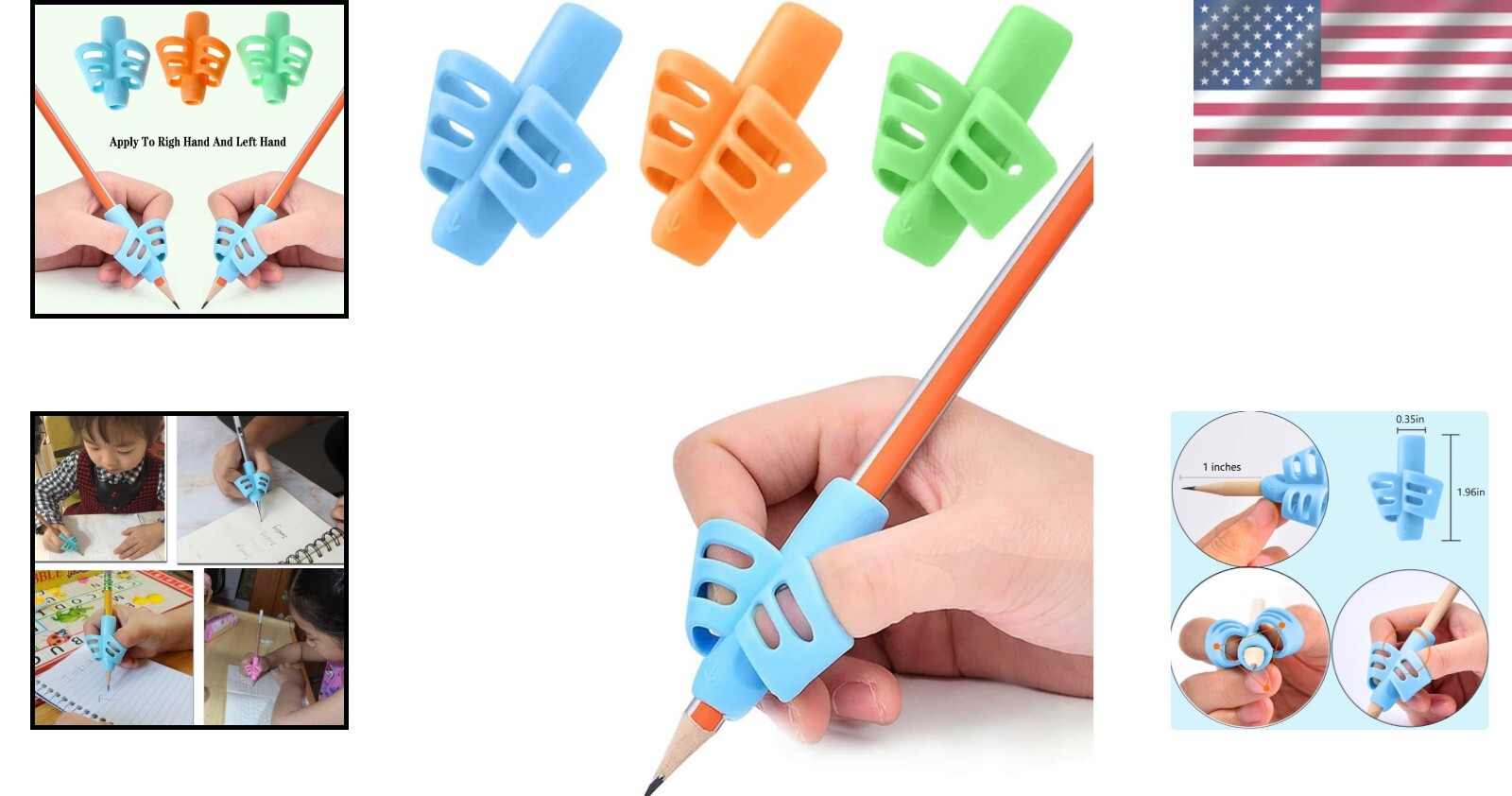 3PCS Pencil Grips for Kids, Writing Aid for Handwriting Correction