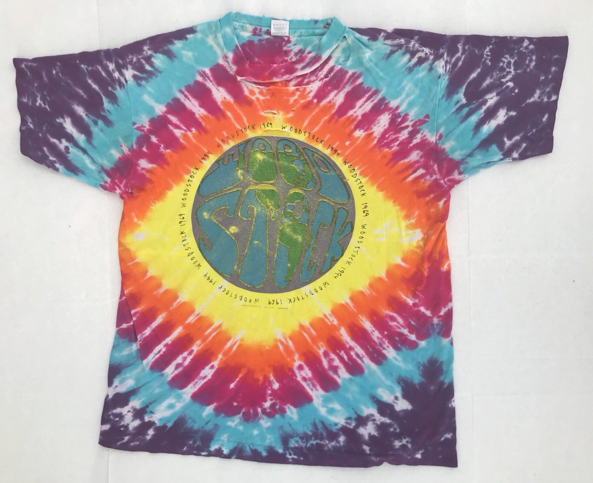 Vintage 90s Woodstock '94 T Shirt XL Tie-Dye Thrashed Made In USA