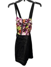 Lucy Paris Floral Bustier Mini Dress Size Medium Sleeveless Black Multi Boho NEW