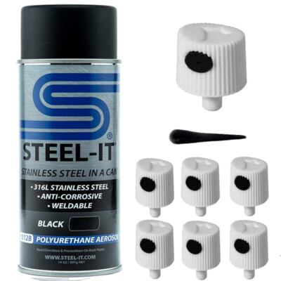 6 Spray Paint Caps for Steel-it 1012B Black Polyurethane Stainless Spray  NO CAN