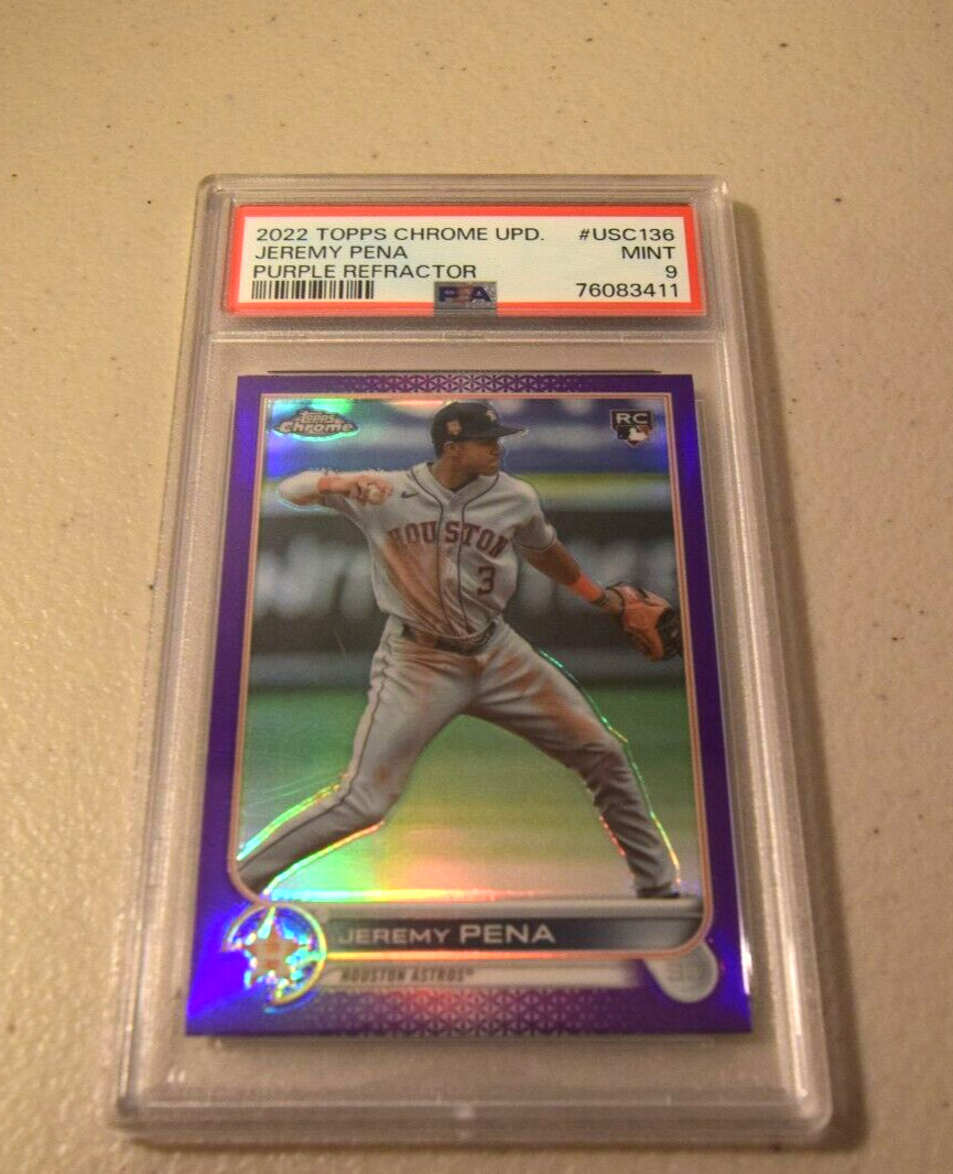 2022 Topps Chrome Update Jeremy Pena USC136 Rookie Purple Refractor PSA 9