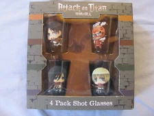 Attack on Titan Shot Glasses New in Box Lot of 4 Surreal Entertainment