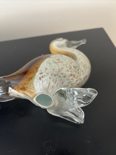 Blown Art Glass Duck Figurine Multi Color Murano Sommerso Style 6” - Picture 4 of 4