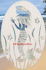 Mermaid Static Cling Window Decal OVAL 10x16 Tropical Decor for Glass Doors