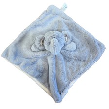 Kellytoy Gray Elephant Baby Security Blanket Lovey Rattle Toy Satin Ears Beige