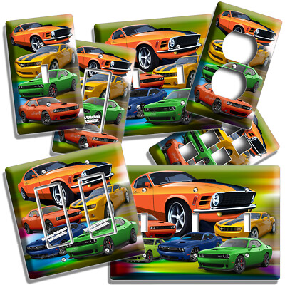 AMERICAN MUSCLE RACING CARS LIGHT SWITCH OUTLET WALL PLATE NEW GARAGE SHOP DECOR
