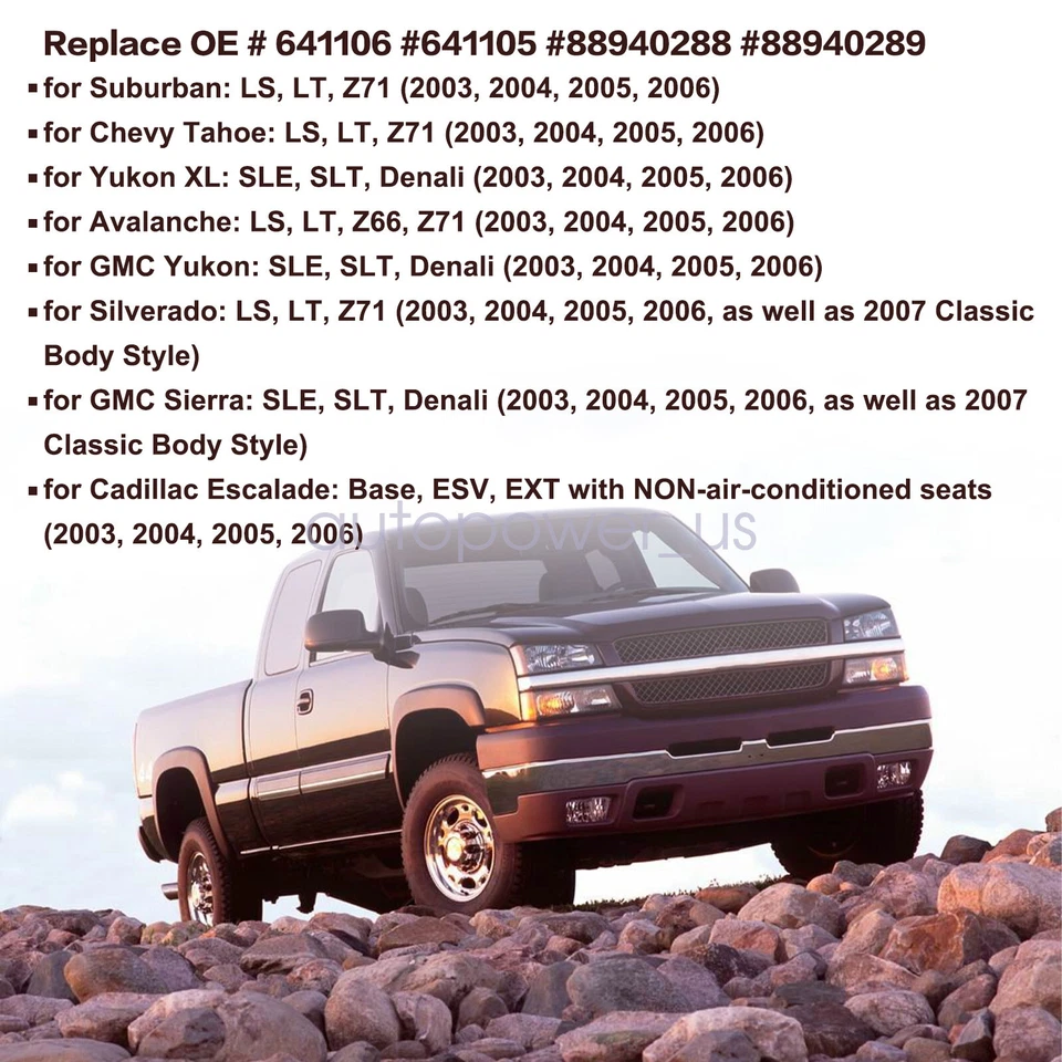 Kit de almohadillas de elemento calefactor de asiento izquierda y derecha para Chevy Silverado Tahoe Suburban 2003-2006 Foto 3 de 4