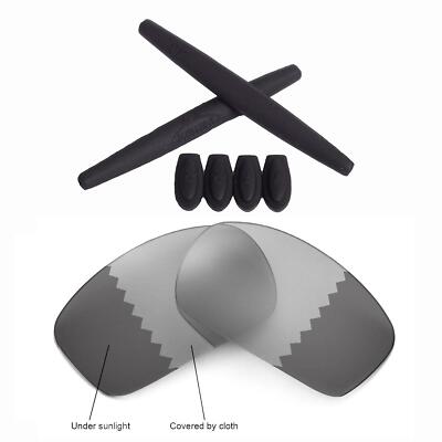 Walleva Transition Polarized Lenses And Black Rubber Kit For Oakley X-Squared
