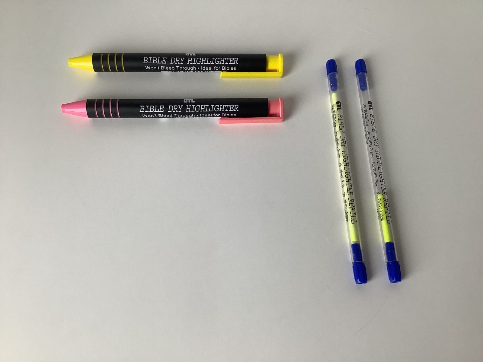 GTL Bible Dry Highlighters Yellow (2600Y) & Pink (2600P) + Yellow Refills-image