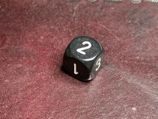 Opaque Black with White D3 Die Dice (1-3 Six Sided) Tabletop Gaming RPG Roleplay