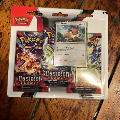 Obsidian Flames 3 Pack Blister with Eevee Promo (Pokemon) Sealed Pokemon 4X7
