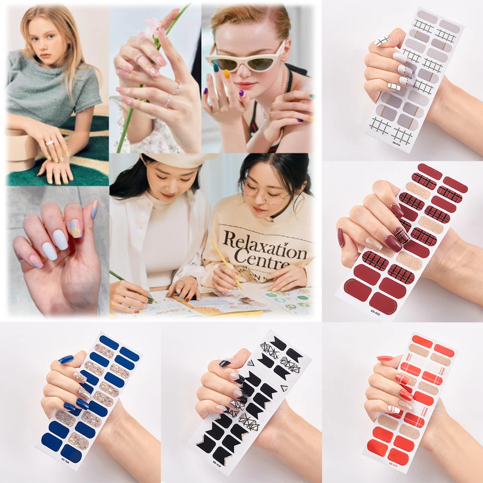 Pegatinas de uñas francesas 3D autoadhesivas para mujeres hágalo usted mismo arte en uñas esmalte en gel 22 piezas Foto 3 de 4