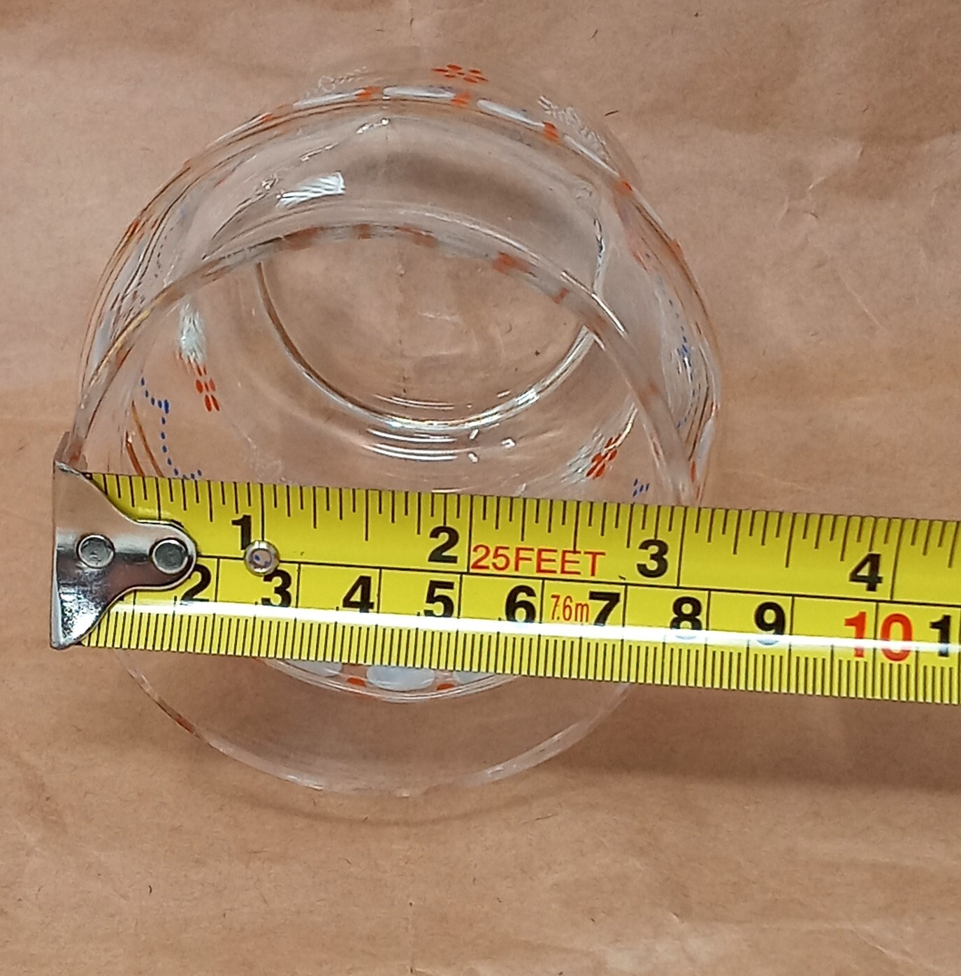 Antique Art Glass Vase Blown Hand Painted Enamel Clear 4.5" tall