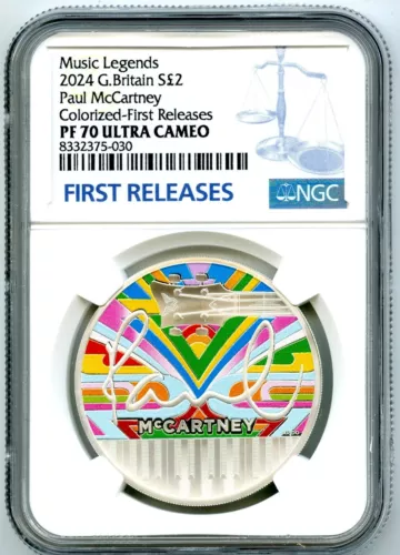 2024 2PD GB 1OZ SILVER PROOF PAUL MCCARTNEY BEATLES NGC PF70 UCAM FIRST RELEASES