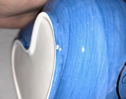 Candy Dish Heart Blue Handpainted Earthenware Valentine JB0497 - Picture 3 of 4