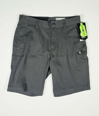 NWT VOLCOM Frickin Stacker Flat Front Classic Repreve Shorts ModernFit CHARCOAL