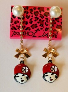 Betsey-Johnson-Crystal-Rhinestone-Enamel-Pearl-Ladies-Post-Earrings