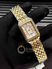 Fossil Two-Tone Rectangular Women’s Watch with Roman Numerals and Crystal Detail