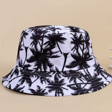 Palm Tree Pattern Hat Fashion Unisex Reversible Fisherman Street Hip-Hop Wear