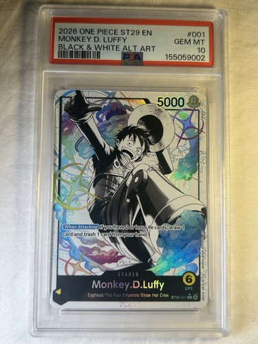 2026 ONE PIECE ST29-EGGHEAD BLACK & WHITE ALT ART #001 MONKEY D. LUFFY PSA 10
