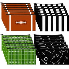 24 Pcs Football Pencil Bags, Portable Sports Pencil Case Football Pencil Pouc...