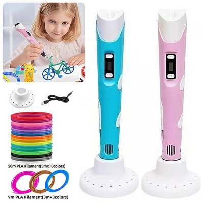 3D-Stift, 10 Farben (50 m) PLA-Filament + 3 Farben (9 m) PCL-Filament für Kinder