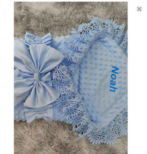 Personalized Name Bowknot Baby Swaddle Blanket Wrap Unisex Newborn Sleep