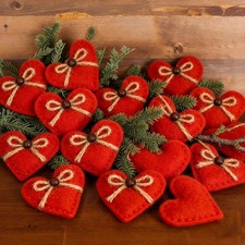 24 Pcs Valentine Felt Heart Ornaments for Tree Small Heart Hanging Decorations..