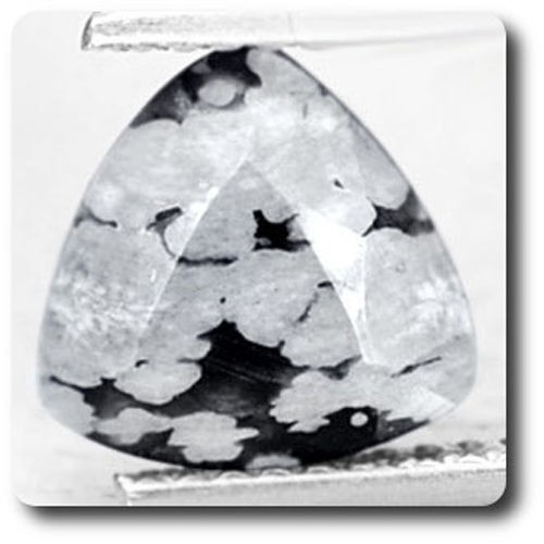 Obsidienne flocon de neige 1.96 carats, pierre fine d'Afrique taillée pour haute joaillerie