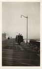 Vtg 1940's B&W Snapshot Photo Of WW2 Sailor W/ 2 Woman On A Boardwalk Found Pic