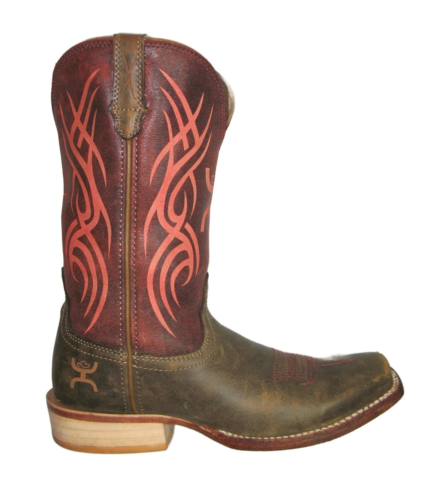 Ковбойские сапоги Twisted-X Western рубиново-красные Wm размер 6,5 B квадратный носок бедствие + кожаная подошва - Изображение 2 из 4