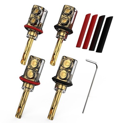 Viborg Audiocrast 4X HiFi Speaker Banana Plug Connectors 4MM BFA, Gold-plated 