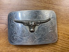 Silver Tone Texas Longhorn Belt Buckle