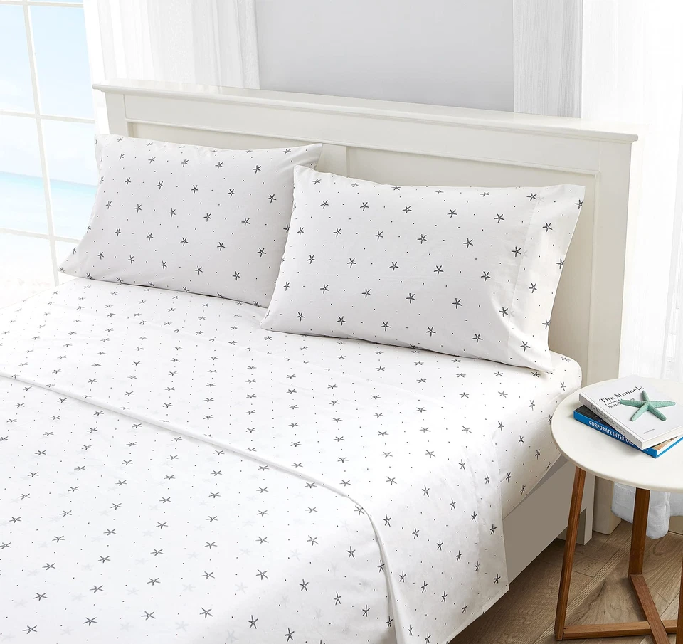 Náutica - Lençóis King, Conjunto de Cama de Algodão Percal, Decoração Casual para Casa (Star Sp... - Imagem 3 de 4