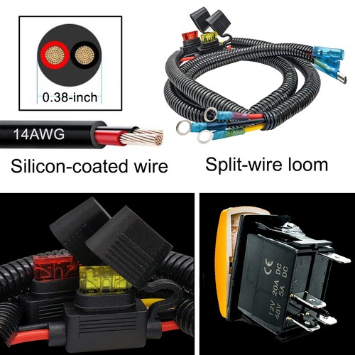 WORK LIGHTS On/Off Yellow Rocker Switch Power Busbar Wire Harness Kit Can-Am X3 - 第 6/9 張圖片