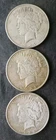 Lot of Three 1922 $1 Peace Silver Dollars