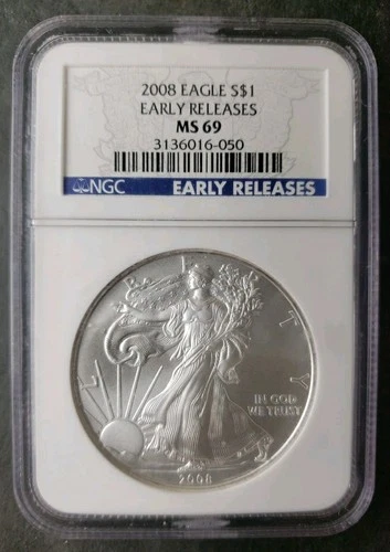 2008 $1 American Silver Eagle Dollar NGC MS69