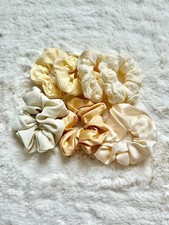 7PCS Korean Neutral Scrunchies Set   Soft Cream  Beige Hair Ties