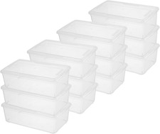 12 Pack Clear Stackable Shoe Storage Bins with Lids - 6 Quart Containers