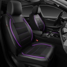 Car Pass Universal Front Seat Covers Faux Leather Black Purple