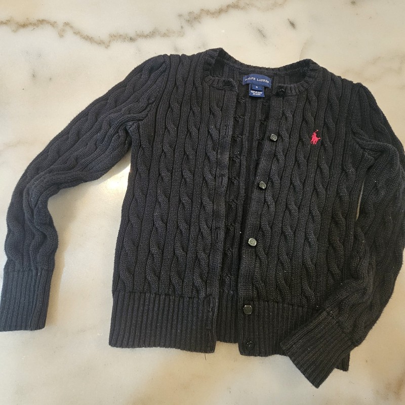Polo Ralph Lauren Girls Cable Knit Cardigan Size 5 Navy
