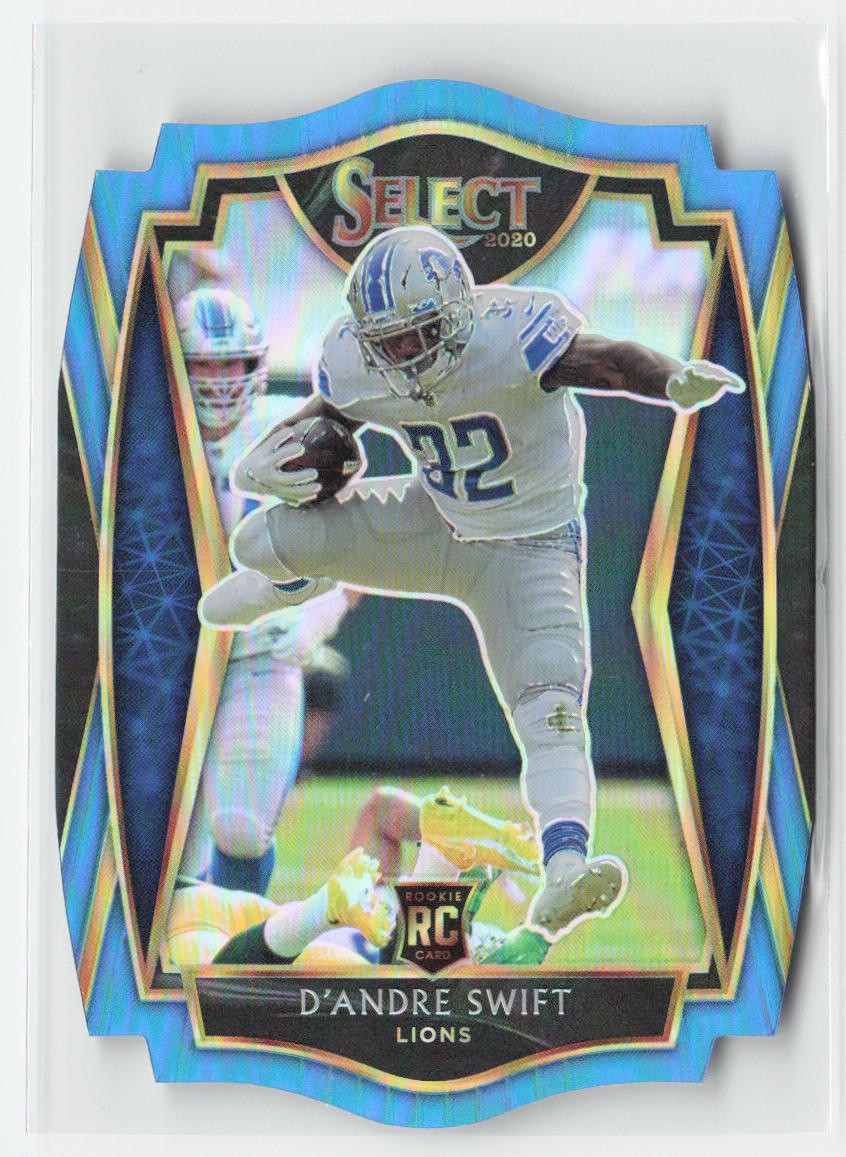 D'Andre Swift 2020 Panini Select Light Blue Prizm Die Cut #151 Detroit Lions RC