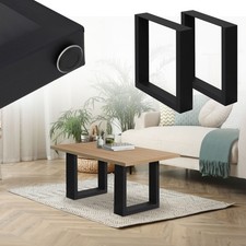 Juego de 2 patas 30x43 cm de acero industrial negro para mesa o banco de comedor