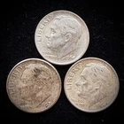 90% Silver - Pre-1965 Roosevelt Dime - 3 Dimes - Circulated Condition - 04-12