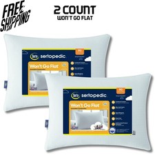 (2 pack) Sertapedic Wont Go Flat Bed Pillow, ...